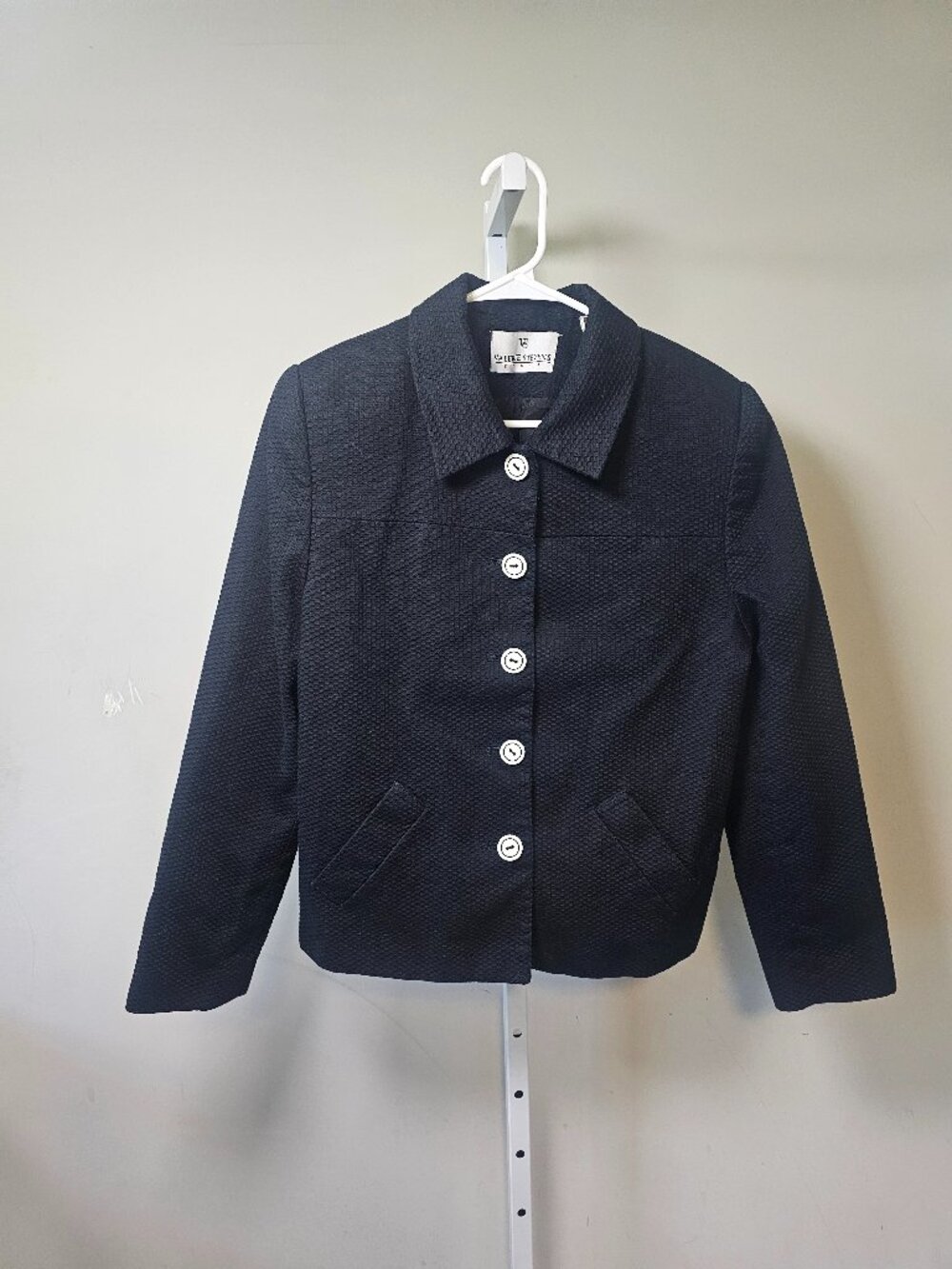 Vintage Valerie Stevens Jacket Blazer Black Cotton Casual Office 12